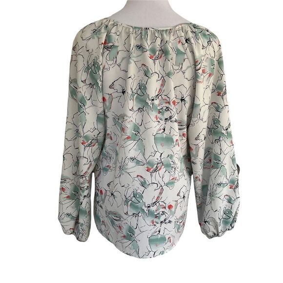 Sanctuary Lightweight Boho Watercolor Floral Peasant Style Blouse with Tassel S - Picture 3 of 7